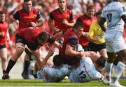 22 April 2018; CJ Stander of Munster, supported by team-mate Jean Kleyn, is tackled by Camille Chat, and Henry Chavancy of Racing 92 during the European Rugby Champions Cup semi-final match between Racing 92 and Munster Rugby at the Stade Chaban-Delmas in Bordeaux, France. Photo by Diarmuid Greene/Sportsfile