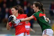 22 April 2018; Aisling Barrett of Cork is tackled by Clodagh McManamon of Mayo during the Lidl Ladies Football National League Division 1 semi-final match between Cork and Mayo at St Brendan's Park in Birr, Offaly. Photo by Ramsey Cardy/Sportsfile