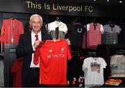23 April 2018; Ian Rush with the new Liverpool training kit during a visit to the Liverpool FC Store at the Ilac Centre, in Dublin. Photo by Harry Murphy/Sportsfile