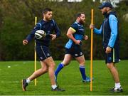 24 April 2018; Ross Byrne, left, with backs coach Girvan Dempsey during Leinster Rugby squad training at Rosemount in UCD, Dublin. Photo by Brendan Moran/Sportsfile