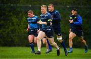 24 April 2018; James Tracy leads his team-mates during Leinster Rugby squad training at Rosemount in UCD, Dublin. Photo by Brendan Moran/Sportsfile