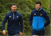 24 April 2018; Rob Kearney, left, and Robbie Henshaw arrive for Leinster Rugby squad training at Rosemount in UCD, Dublin. Photo by Brendan Moran/Sportsfile