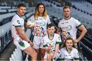 24 April 2018; Lucan Sarsfields players Mark Carroll, age 12, left, and Erica Collins, age 14, pictured with John West ambassadors, from left, Cork hurler Eoin Cadogan, Roscommon ladies footballer Amanda McLoone and Dublin footballer Paul Mannion at the launch of the John West National Féile Competitions 2018. This is the third year that John West will sponsor the underage sports tournament which is one of the biggest events of its kind. Throughout their sponsorship of the Féile, a focus for John West has been to encourage children to take part and participate in GAA during school and beyond. Croke Park, Dublin. Photo by David Fitzgerald/Sportsfile