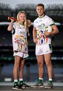 24 April 2018; Dublin footballer Paul Mannion pictured with Lucan Sarsfields player Leah Dunne, age 13, at the launch of the John West National Féile Competitions 2018. This is the third year that John West will sponsor the underage sports tournament which is one of the biggest events of its kind. Throughout their sponsorship of the Féile, a focus for John West has been to encourage children to take part and participate in GAA during school and beyond. Croke Park, Dublin. Photo by David Fitzgerald/Sportsfile