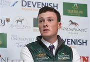 24 April 2018; Team Ireland member Michael Duffy during a Horse Sport Ireland press conference launching the 2018 Longines FEI Nations Cup Series at Punchestown Racecourse in Naas, Co. Kildare. Photo by Matt Browne/Sportsfile