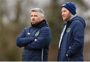 24 April 2018; Head Coach of Ireland - College & Universities Greg Yelverton with Goalkeeper coach David Burke during the College & Universities Friendly match between Irish Defence Forces and Ireland at Collins Barracks in Cork. Photo by Harry Murphy/Sportsfile