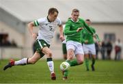 24 April 2018; Sean O'Mahony of Ireland - College & Universities in action against Cian Loye of Irish Defence Forces during the College & Universities Friendly match between Irish Defence Forces and Ireland at Collins Barracks in Cork. Photo by Harry Murphy/Sportsfile