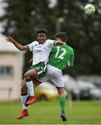 24 April 2018; Carlton Ubaezuonu of Ireland - College & Universities in action against John McCrossan of of Irish Defence Forces during the College & Universities Friendly match between Irish Defence Forces and Ireland at Collins Barracks in Cork. Photo by Harry Murphy/Sportsfile