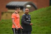 24 April 2018; Conor Murray and Simon Zebo make their way out for Munster Rugby squad training at the University of Limerick in Limerick. Photo by Diarmuid Greene/Sportsfile