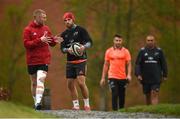 24 April 2018; Keith Earls, Duncan Williams, Conor Murray, and Simon Zebo make their way out for Munster Rugby squad training at the University of Limerick in Limerick. Photo by Diarmuid Greene/Sportsfile