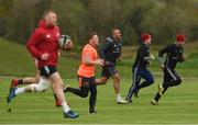 24 April 2018; Munster players including Simon Zebo, Ian Keatley and James Hart during Munster Rugby squad training at the University of Limerick in Limerick. Photo by Diarmuid Greene/Sportsfile