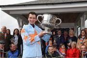 24 April 2018; Jockey Patrick Mullins celebrates with the cup after winning the BoyleSports Champion Steeplechase on Un De Sceaux at Punchestown Racecourse in Naas, Co. Kildare. Photo by Matt Browne/Sportsfile