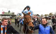 24 April 2018; Patrick Mullins celebrates after winning the BoyleSports Champion Steeplechase on Un De Sceaux at Punchestown Racecourse in Naas, Co. Kildare. Photo by Matt Browne/Sportsfile