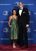 24 April 2018; On arrival at the Leinster Rugby Awards Ball are Devin Toner and his wife Mary Scott. The Awards, taking place at the InterContinental Dublin and MC’d by Darragh Maloney, were a celebration of the 2017/18 Leinster Rugby season to date and over the course of the evening Leinster Rugby acknowledged the contributions of retirees Isa Nacewa, Richardt Strauss and Jamie Heaslip as well as presenting Leinster Rugby caps to departees Jordi Murphy, Cathal Marsh and Peadar Timmins. Former Leinster and Ireland player Paul McNaughton was inducted into the Guinness Hall of Fame. Some of the other Award winners on the night included; Blackrock College (Deep River Rock School of the Year), Hugh Woodhouse, Mullingar RFC (Beauchamps Contribution to Leinster Rugby Award), MU Barnhall RFC (CityJet Senior Club of the Year), Gorey Community School (Irish Independent Development School of the Year Award), Wicklow RFC (Bank of Ireland Junior Club of the Year) and Nora Stapleton (Energia Women’s Rugby Award). Photo by Ramsey Cardy/Sportsfile
