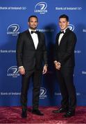 24 April 2018; On arrival at the Leinster Rugby Awards Ball are Dave Kearney, left, and Noel Reid. The Awards, taking place at the InterContinental Dublin and MC’d by Darragh Maloney, were a celebration of the 2017/18 Leinster Rugby season to date and over the course of the evening Leinster Rugby acknowledged the contributions of retirees Isa Nacewa, Richardt Strauss and Jamie Heaslip as well as presenting Leinster Rugby caps to departees Jordi Murphy, Cathal Marsh and Peadar Timmins. Former Leinster and Ireland player Paul McNaughton was inducted into the Guinness Hall of Fame. Some of the other Award winners on the night included; Blackrock College (Deep River Rock School of the Year), Hugh Woodhouse, Mullingar RFC (Beauchamps Contribution to Leinster Rugby Award), MU Barnhall RFC (CityJet Senior Club of the Year), Gorey Community School (Irish Independent Development School of the Year Award), Wicklow RFC (Bank of Ireland Junior Club of the Year) and Nora Stapleton (Energia Women’s Rugby Award). Photo by Ramsey Cardy/Sportsfile