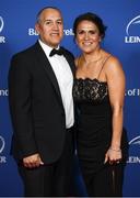 24 April 2018; On arrival at the Leinster Rugby Awards Ball are Simon Broughton and Tania Rosser. The Awards, taking place at the InterContinental Dublin and MC’d by Darragh Maloney, were a celebration of the 2017/18 Leinster Rugby season to date and over the course of the evening Leinster Rugby acknowledged the contributions of retirees Isa Nacewa, Richardt Strauss and Jamie Heaslip as well as presenting Leinster Rugby caps to departees Jordi Murphy, Cathal Marsh and Peadar Timmins. Former Leinster and Ireland player Paul McNaughton was inducted into the Guinness Hall of Fame. Some of the other Award winners on the night included; Blackrock College (Deep River Rock School of the Year), Hugh Woodhouse, Mullingar RFC (Beauchamps Contribution to Leinster Rugby Award), MU Barnhall RFC (CityJet Senior Club of the Year), Gorey Community School (Irish Independent Development School of the Year Award), Wicklow RFC (Bank of Ireland Junior Club of the Year) and Nora Stapleton (Energia Women’s Rugby Award). Photo by Ramsey Cardy/Sportsfile