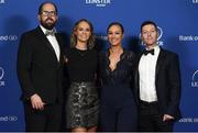 24 April 2018; On arrival at the Leinster Rugby Awards Ball are Conor and Grace Ryan, Kelly Fitzgibbon and Fergal Behan. The Awards, taking place at the InterContinental Dublin and MC’d by Darragh Maloney, were a celebration of the 2017/18 Leinster Rugby season to date and over the course of the evening Leinster Rugby acknowledged the contributions of retirees Isa Nacewa, Richardt Strauss and Jamie Heaslip as well as presenting Leinster Rugby caps to departees Jordi Murphy, Cathal Marsh and Peadar Timmins. Former Leinster and Ireland player Paul McNaughton was inducted into the Guinness Hall of Fame. Some of the other Award winners on the night included; Blackrock College (Deep River Rock School of the Year), Hugh Woodhouse, Mullingar RFC (Beauchamps Contribution to Leinster Rugby Award), MU Barnhall RFC (CityJet Senior Club of the Year), Gorey Community School (Irish Independent Development School of the Year Award), Wicklow RFC (Bank of Ireland Junior Club of the Year) and Nora Stapleton (Energia Women’s Rugby Award). Photo by Ramsey Cardy/Sportsfile