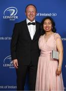 24 April 2018; On arrival at the Leinster Rugby Awards Ball are Ultan and Catherine Daly. The Awards, taking place at the InterContinental Dublin and MC’d by Darragh Maloney, were a celebration of the 2017/18 Leinster Rugby season to date and over the course of the evening Leinster Rugby acknowledged the contributions of retirees Isa Nacewa, Richardt Strauss and Jamie Heaslip as well as presenting Leinster Rugby caps to departees Jordi Murphy, Cathal Marsh and Peadar Timmins. Former Leinster and Ireland player Paul McNaughton was inducted into the Guinness Hall of Fame. Some of the other Award winners on the night included; Blackrock College (Deep River Rock School of the Year), Hugh Woodhouse, Mullingar RFC (Beauchamps Contribution to Leinster Rugby Award), MU Barnhall RFC (CityJet Senior Club of the Year), Gorey Community School (Irish Independent Development School of the Year Award), Wicklow RFC (Bank of Ireland Junior Club of the Year) and Nora Stapleton (Energia Women’s Rugby Award). Photo by Ramsey Cardy/Sportsfile