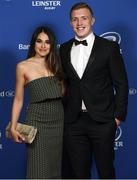 24 April 2018; On arrival at the Leinster Rugby Awards Ball are Dan Leavy and Aoife Rafter. The Awards, taking place at the InterContinental Dublin and MC’d by Darragh Maloney, were a celebration of the 2017/18 Leinster Rugby season to date and over the course of the evening Leinster Rugby acknowledged the contributions of retirees Isa Nacewa, Richardt Strauss and Jamie Heaslip as well as presenting Leinster Rugby caps to departees Jordi Murphy, Cathal Marsh and Peadar Timmins. Former Leinster and Ireland player Paul McNaughton was inducted into the Guinness Hall of Fame. Some of the other Award winners on the night included; Blackrock College (Deep River Rock School of the Year), Hugh Woodhouse, Mullingar RFC (Beauchamps Contribution to Leinster Rugby Award), MU Barnhall RFC (CityJet Senior Club of the Year), Gorey Community School (Irish Independent Development School of the Year Award), Wicklow RFC (Bank of Ireland Junior Club of the Year) and Nora Stapleton (Energia Women’s Rugby Award). Photo by Ramsey Cardy/Sportsfile