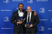 24 April 2018; Isa Nacewa, left, and Richardt Strauss with their Leinster caps on the occasion of their retirement. The Awards, taking place at the InterContinental Dublin and MC’d by Darragh Maloney, were a celebration of the 2017/18 Leinster Rugby season to date and over the course of the evening Leinster Rugby acknowledged the contributions of retirees Isa Nacewa, Richardt Strauss and Jamie Heaslip as well as presenting Leinster Rugby caps to departees Jordi Murphy, Cathal Marsh and Peadar Timmins. Former Leinster and Ireland player Paul McNaughton was inducted into the Guinness Hall of Fame. Some of the other Award winners on the night included; Blackrock College (Deep River Rock School of the Year), Hugh Woodhouse, Mullingar RFC (Beauchamps Contribution to Leinster Rugby Award), MU Barnhall RFC (CityJet Senior Club of the Year), Gorey Community School (Irish Independent Development School of the Year Award), Wicklow RFC (Bank of Ireland Junior Club of the Year) and Nora Stapleton (Energia Women’s Rugby Award). Photo by Brendan Moran/Sportsfile