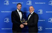 24 April 2018; Jamie Heaslip is presented with his Leinster cap on the occasion of his retirement by President of Leinster Rugby Niall Rynne. The Awards, taking place at the InterContinental Dublin and MC’d by Darragh Maloney, were a celebration of the 2017/18 Leinster Rugby season to date and over the course of the evening Leinster Rugby acknowledged the contributions of retirees Isa Nacewa, Richardt Strauss and Jamie Heaslip as well as presenting Leinster Rugby caps to departees Jordi Murphy, Cathal Marsh and Peadar Timmins. Former Leinster and Ireland player Paul McNaughton was inducted into the Guinness Hall of Fame. Some of the other Award winners on the night included; Blackrock College (Deep River Rock School of the Year), Hugh Woodhouse, Mullingar RFC (Beauchamps Contribution to Leinster Rugby Award), MU Barnhall RFC (CityJet Senior Club of the Year), Gorey Community School (Irish Independent Development School of the Year Award), Wicklow RFC (Bank of Ireland Junior Club of the Year) and Nora Stapleton (Energia Women’s Rugby Award). Photo by Brendan Moran/Sportsfile