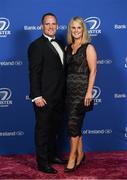24 April 2018; On arrival at the Leinster Rugby Awards Ball are Marcus O Buachalla and Laura Daly. The Awards, taking place at the InterContinental Dublin and MC’d by Darragh Maloney, were a celebration of the 2017/18 Leinster Rugby season to date and over the course of the evening Leinster Rugby acknowledged the contributions of retirees Isa Nacewa, Richardt Strauss and Jamie Heaslip as well as presenting Leinster Rugby caps to departees Jordi Murphy, Cathal Marsh and Peadar Timmins. Former Leinster and Ireland player Paul McNaughton was inducted into the Guinness Hall of Fame. Some of the other Award winners on the night included; Blackrock College (Deep River Rock School of the Year), Hugh Woodhouse, Mullingar RFC (Beauchamps Contribution to Leinster Rugby Award), MU Barnhall RFC (CityJet Senior Club of the Year), Gorey Community School (Irish Independent Development School of the Year Award), Wicklow RFC (Bank of Ireland Junior Club of the Year) and Nora Stapleton (Energia Women’s Rugby Award). Photo by Ramsey Cardy/Sportsfile