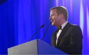24 April 2018; MC Darragh Maloney speaking at the Leinster Rugby Awards Ball. The Awards, taking place at the InterContinental Dublin and MC’d by Darragh Maloney, were a celebration of the 2017/18 Leinster Rugby season to date and over the course of the evening Leinster Rugby acknowledged the contributions of retirees Isa Nacewa, Richardt Strauss and Jamie Heaslip as well as presenting Leinster Rugby caps to departees Jordi Murphy, Cathal Marsh and Peadar Timmins. Former Leinster and Ireland player Paul McNaughton was inducted into the Guinness Hall of Fame. Some of the other Award winners on the night included; Blackrock College (Deep River Rock School of the Year), Hugh Woodhouse, Mullingar RFC (Beauchamps Contribution to Leinster Rugby Award), MU Barnhall RFC (CityJet Senior Club of the Year), Gorey Community School (Irish Independent Development School of the Year Award), Wicklow RFC (Bank of Ireland Junior Club of the Year) and Nora Stapleton (Energia Women’s Rugby Award). Photo by Ramsey Cardy/Sportsfile
