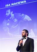 24 April 2018; Isa Nacewa with his Leinster cap on the occasion of his retirement. The Awards, taking place at the InterContinental Dublin and MC’d by Darragh Maloney, were a celebration of the 2017/18 Leinster Rugby season to date and over the course of the evening Leinster Rugby acknowledged the contributions of retirees Isa Nacewa, Richardt Strauss and Jamie Heaslip as well as presenting Leinster Rugby caps to departees Jordi Murphy, Cathal Marsh and Peadar Timmins. Former Leinster and Ireland player Paul McNaughton was inducted into the Guinness Hall of Fame. Some of the other Award winners on the night included; Blackrock College (Deep River Rock School of the Year), Hugh Woodhouse, Mullingar RFC (Beauchamps Contribution to Leinster Rugby Award), MU Barnhall RFC (CityJet Senior Club of the Year), Gorey Community School (Irish Independent Development School of the Year Award), Wicklow RFC (Bank of Ireland Junior Club of the Year) and Nora Stapleton (Energia Women’s Rugby Award). Photo by Ramsey Cardy/Sportsfile