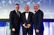 24 April 2018; Frank Duke, Deputy Principal, Gorey Community School, accepts the award on behalf of Gorey Community School, for the Irish Independent Development School award, presented by David Courtney, Head of Sports Content, Independent News and Media, and Leinster Rugby President Niall Rynne. The Awards, taking place at the InterContinental Dublin and MC’d by Darragh Maloney, were a celebration of the 2017/18 Leinster Rugby season to date and over the course of the evening Leinster Rugby acknowledged the contributions of retirees Isa Nacewa, Richardt Strauss and Jamie Heaslip as well as presenting Leinster Rugby caps to departees Jordi Murphy, Cathal Marsh and Peadar Timmins. Former Leinster and Ireland player Paul McNaughton was inducted into the Guinness Hall of Fame. Some of the other Award winners on the night included; Blackrock College (Deep River Rock School of the Year), Hugh Woodhouse, Mullingar RFC (Beauchamps Contribution to Leinster Rugby Award), MU Barnhall RFC (CityJet Senior Club of the Year), Gorey Community School (Irish Independent Development School of the Year Award), Wicklow RFC (Bank of Ireland Junior Club of the Year) and Nora Stapleton (Energia Women’s Rugby Award). Photo by Ramsey Cardy/Sportsfile