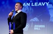 24 April 2018; Dan Leavy with the Bank of Ireland Player’s Player of the Year award. The Awards, taking place at the InterContinental Dublin and MC’d by Darragh Maloney, were a celebration of the 2017/18 Leinster Rugby season to date and over the course of the evening Leinster Rugby acknowledged the contributions of retirees Isa Nacewa, Richardt Strauss and Jamie Heaslip as well as presenting Leinster Rugby caps to departees Jordi Murphy, Cathal Marsh and Peadar Timmins. Former Leinster and Ireland player Paul McNaughton was inducted into the Guinness Hall of Fame. Some of the other Award winners on the night included; Blackrock College (Deep River Rock School of the Year), Hugh Woodhouse, Mullingar RFC (Beauchamps Contribution to Leinster Rugby Award), MU Barnhall RFC (CityJet Senior Club of the Year), Gorey Community School (Irish Independent Development School of the Year Award), Wicklow RFC (Bank of Ireland Junior Club of the Year) and Nora Stapleton (Energia Women’s Rugby Award). Photo by Ramsey Cardy/Sportsfile