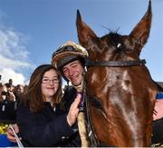 25 April 2018; Jockey David Mullins with his sister Kimmy after winning the Coral Punchestown Gold Cup on Bellshill at Punchestown Racecourse in Naas, Co. Kildare. Photo by Seb Daly/Sportsfile