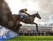 25 April 2018; Bellshill, with David Mullins up, jumps the last on their way to winning the Coral Punchestown Gold Cup at Punchestown Racecourse in Naas, Co. Kildare. Photo by Seb Daly/Sportsfile