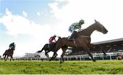 25 April 2018; Tornado Flyer, right, with Richie Deegan up, on their way to winning the Racing Post Champions INH Flat Race at Punchestown Racecourse in Naas, Co. Kildare. Photo by Seb Daly/Sportsfile