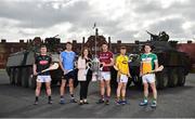 26 April 2018; In attendance at the Leinster GAA Senior Hurling Championship 2018 Launch are, from left, Eoin Murphy of Kilkenny, Chris Crummy of Dublin, Sorcha Fennell Sheehan, Sponsorship Programme Manager for Bord Gáis Energy, Gearóid McInerney of Galway, David Dunne of Wexford, and David King of Offaly, at McKee Barracks in Cabra, Dublin. Photo by Seb Daly/Sportsfile