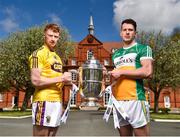26 April 2018; David Dunne of Wexford, left, and David King of Offaly, in attendance at the Leinster GAA Senior Hurling Championship 2018 Launch, at McKee Barracks in Cabra, Dublin. Photo by Seb Daly/Sportsfile