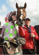 26 April 2018; David Mullins kisses Faugheen after winning the Ladbrokes Champion Stayers Hurdle at Punchestown Racecourse in Naas, Co. Kildare. Photo by Matt Browne/Sportsfile