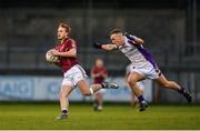 26 April 2018; Niall Walsh of Kilmacud Crokes in action against Shane Cunningham of St Oliver Plunkett's during the Dublin County Senior Football Championship Group 1 match between Kilmacud Crokes and St Oliver Plunkett's at Parnell Park in Dublin. Photo by Harry Murphy/Sportsfile