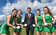 30 April 2018; In attendance, from left, Amy Elliot, Sara Twomey, Mark Walsh, Managing partner of Eugene F Collins, India Cotter and Ellen Curran at the Eugene F Collins & Hockey Ireland sponsorship announcement at UCD in Belfield, Dublin. Photo by David Fitzgerald/Sportsfile
