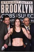 27 April 2017; Katie Taylor weighs in ahead of her IBF & WBA World Female Lightweight unification bout with Victoria Bustos on the Straight Outta Brooklyn card at Barclays Center, in Brooklyn, New York, USA. Photo by Stephen McCarthy/Sportsfile