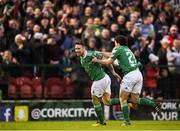 27 April 2018; Gearóid Morrissey of Cork City celebrates with teammate Barry McNamee after scoring his side's first goal  during the SSE Airtricity League Premier Division match between Cork City and Dundalk at Turner's Cross, in Cork. Photo by Eóin Noonan/Sportsfile