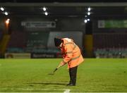 27 April 2018; A groundsman replaces divots in the pitch following the SSE Airtricity League Premier Division match between Cork City and Dundalk at Turner's Cross, in Cork. Photo by Eóin Noonan/Sportsfile