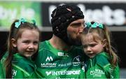 28 April 2018; Connacht captain John Muldoon with nieces Emma and Lily Muldoon ahead of the Guinness PRO14 Round 21 match between Connacht and Leinster at the Sportsground in Galway. Photo by Ramsey Cardy/Sportsfile