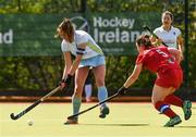 28 April 2018; Deidre Duke of UCD in action against Rosie Carrigan of Monkstown during the Women's EY Hockey League match between UCD and Monkstown at UCD in Belfield, Dublin. Photo by Piaras Ó Mídheach/Sportsfile