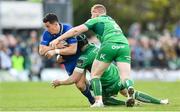 28 April 2018; Noel Reid of Leinster is tackled by John Muldoon, left, and Shane Delahunt of Connacht during the Guinness PRO14 Round 21 match between Connacht and Leinster at the Sportsground in Galway. Photo by Ramsey Cardy/Sportsfile