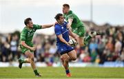 28 April 2018; James Lowe of Leinster is tackled by Jack Carty, left, and Shane Delahunt of Connacht during the Guinness PRO14 Round 21 match between Connacht and Leinster at the Sportsground in Galway. Photo by Ramsey Cardy/Sportsfile