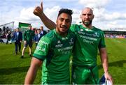 28 April 2018; Bundee Aki, left, and John Muldoon of Connacht following the Guinness PRO14 Round 21 match between Connacht and Leinster at the Sportsground in Galway. Photo by Ramsey Cardy/Sportsfile