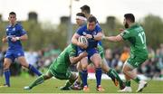 28 April 2018; Sean Cronin of Leinster is tackled by John Muldoon, left, and Peter McCabe of Connacht during the Guinness PRO14 Round 21 match between Connacht and Leinster at the Sportsground in Galway. Photo by Ramsey Cardy/Sportsfile