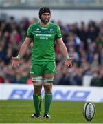 28 April 2018; John Muldoon of Connacht prepares to kick a conversion during the Guinness PRO14 Round 21 match between Connacht and Leinster at the Sportsground in Galway. Photo by Brendan Moran/Sportsfile