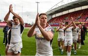 28 April 2018; Ulster players including Jacob Stockdale, Craig Gilroy, and Louis Ludik applaud supporters after the Guinness PRO14 Round 21 match between Munster and Ulster at Thomond Park in Limerick. Photo by Diarmuid Greene/Sportsfile