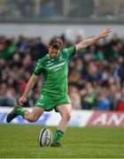 28 April 2018; Jack Carty of Connacht kicks a conversion during the Guinness PRO14 Round 21 match between Connacht and Leinster at the Sportsground in Galway. Photo by Brendan Moran/Sportsfile